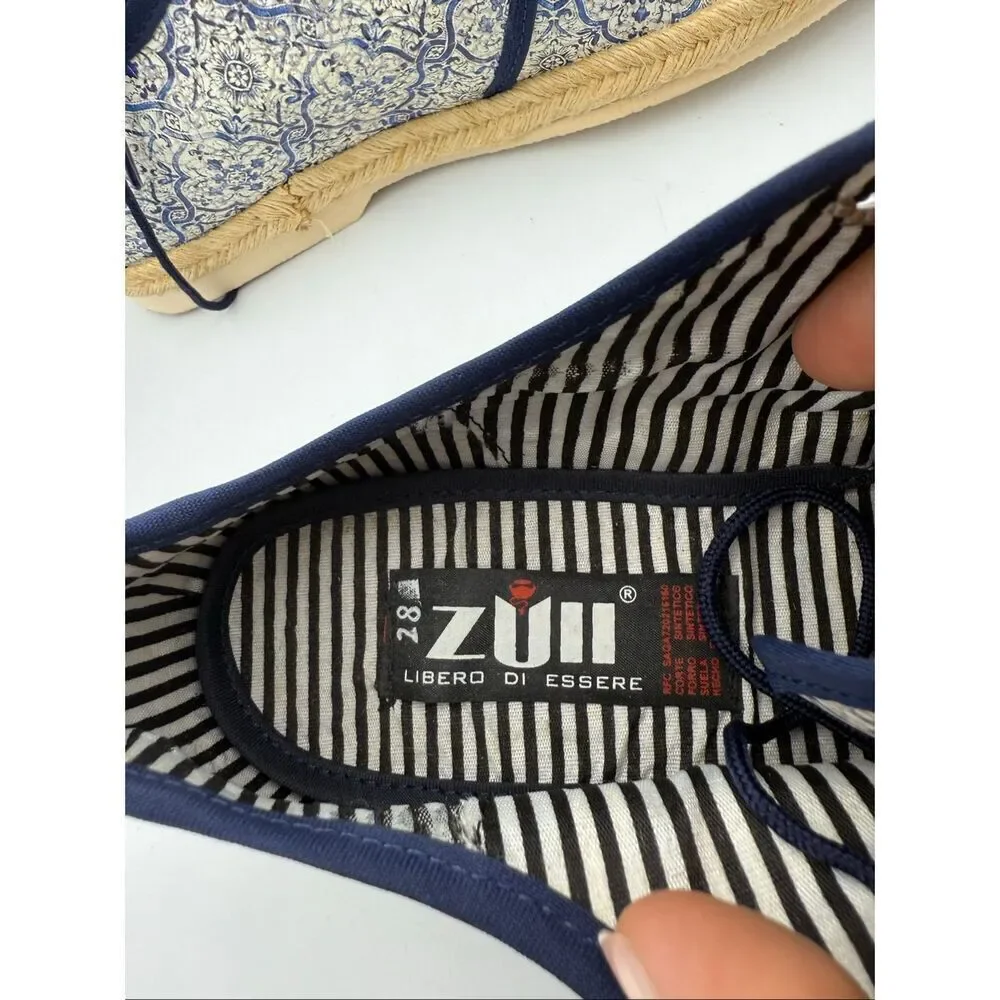 Zuii Mens Blue Suede Floral Square Toe Flat Heel Lace Up Oxford Shoes Size 28